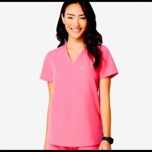 Neon Pink Catarina One-Pocket Scrub Top Small